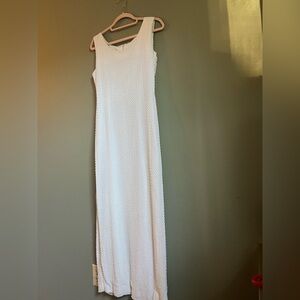 White beaded silk gown